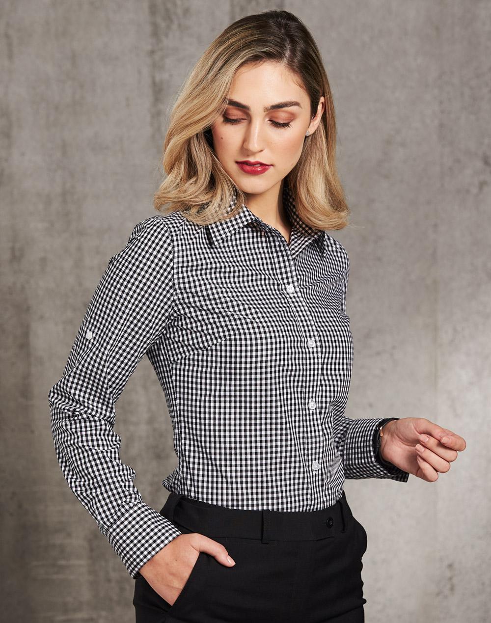 BENCHMARK Men’s Two Tone Gingham Long Sleeve Shirt M7320L