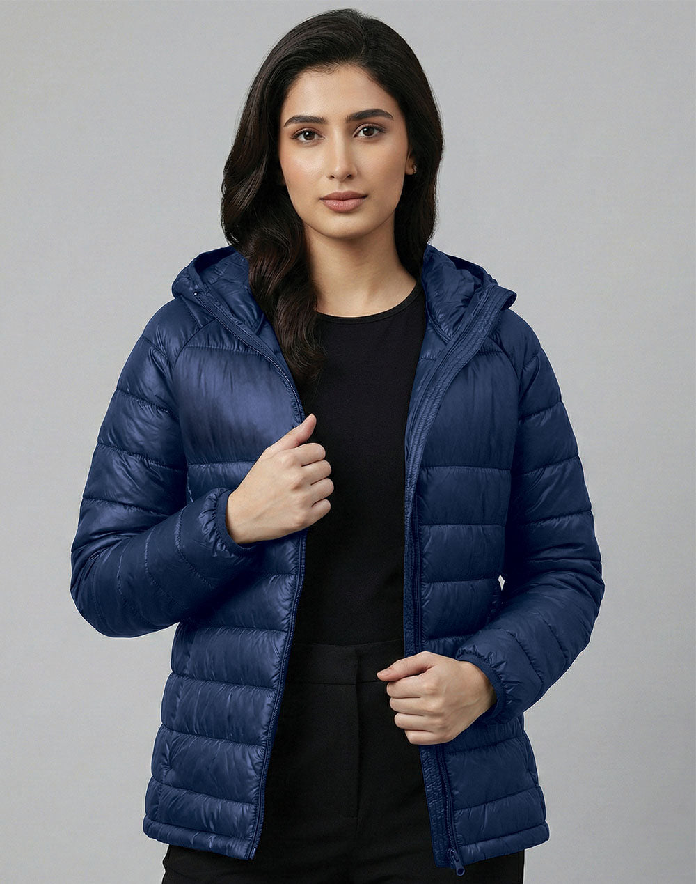 JK67 Adults Sustainable Lightweight Hooded Puffer Jacket