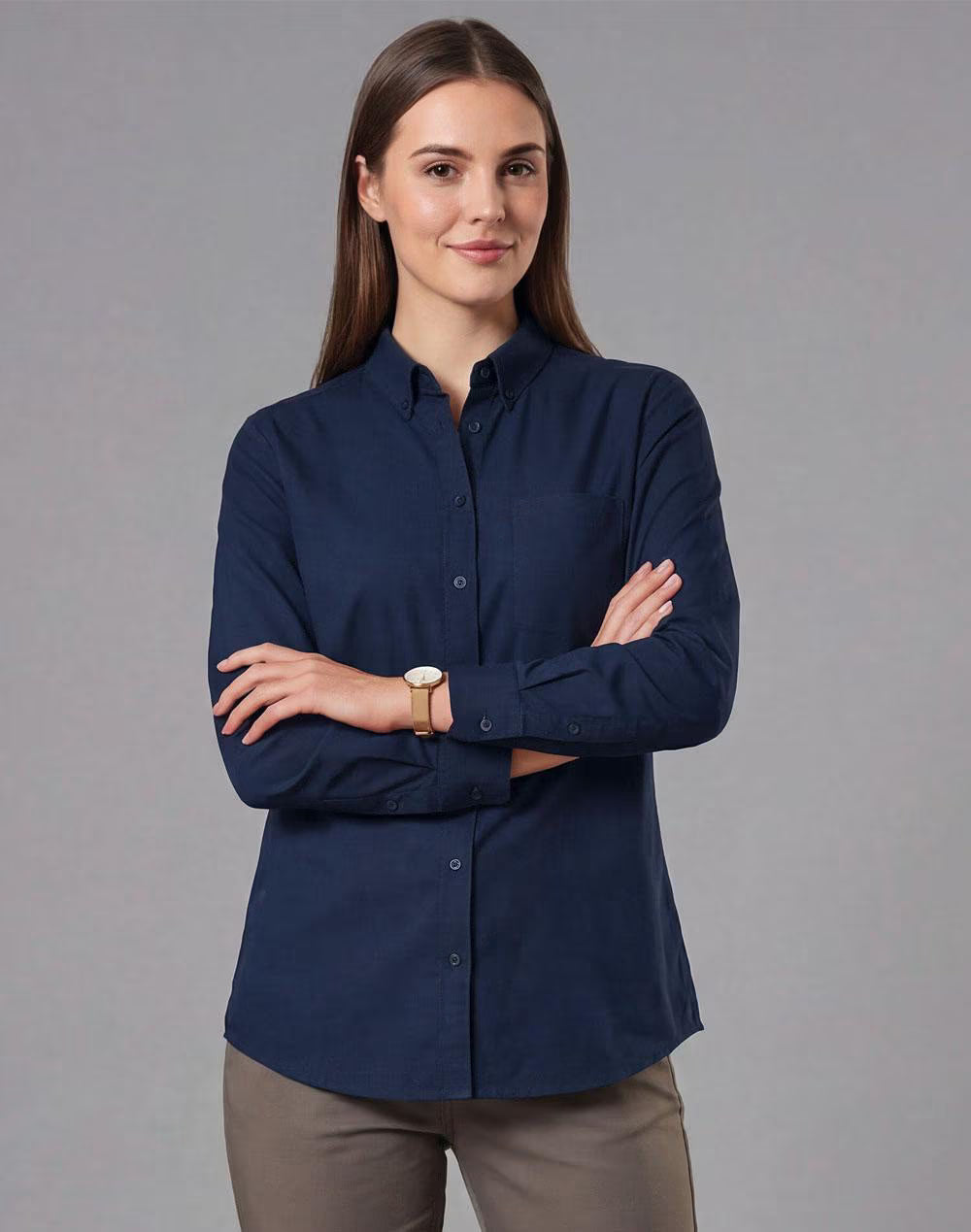 M8009L Womens Smart Casual Cotton Blend L/S Shirt
