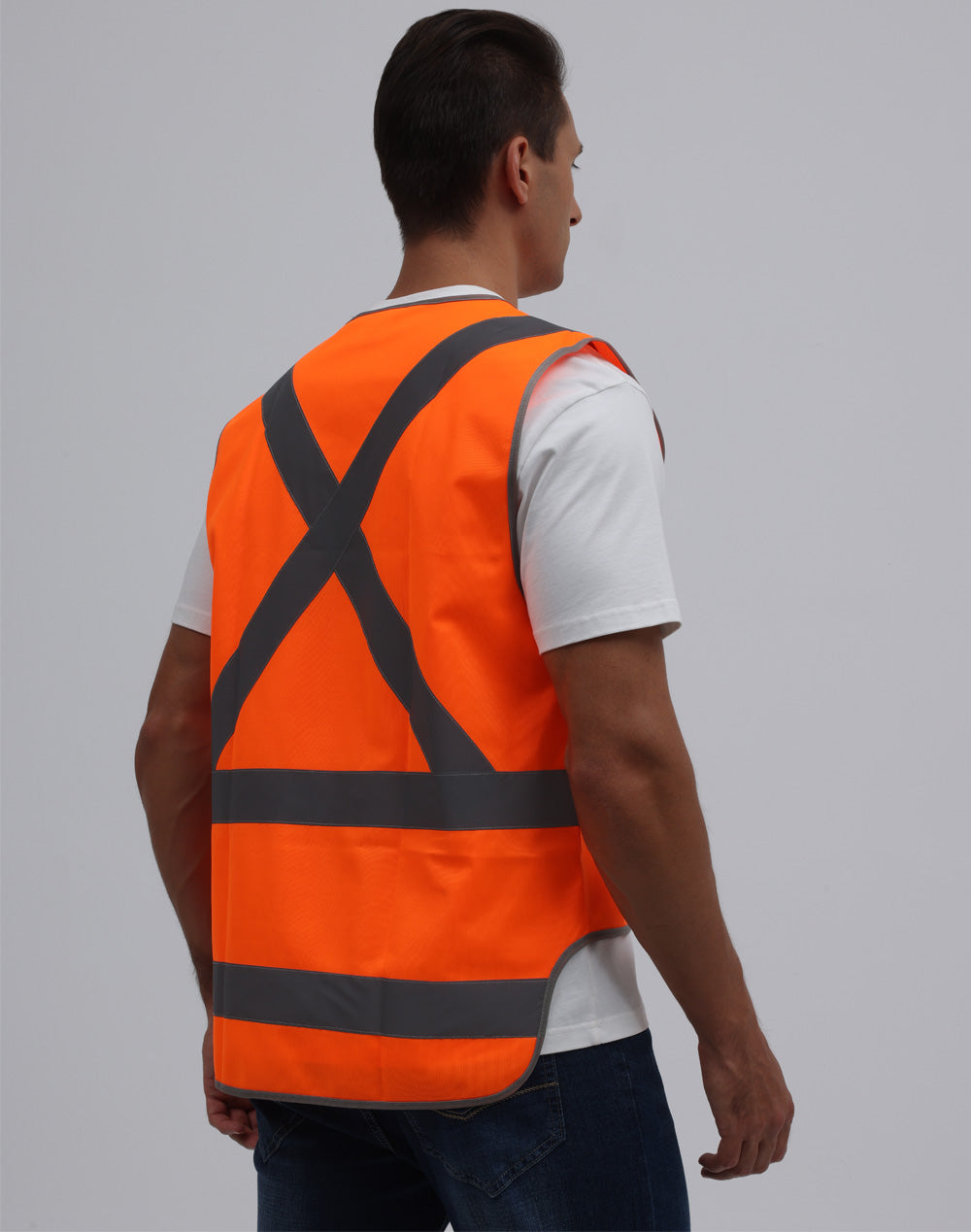 SW72 HI-VIS X BACK SAFETY VEST WITH TAIL