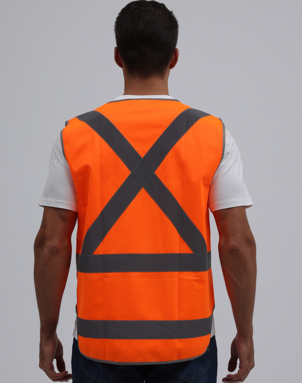 SW72 HI-VIS X BACK SAFETY VEST WITH TAIL