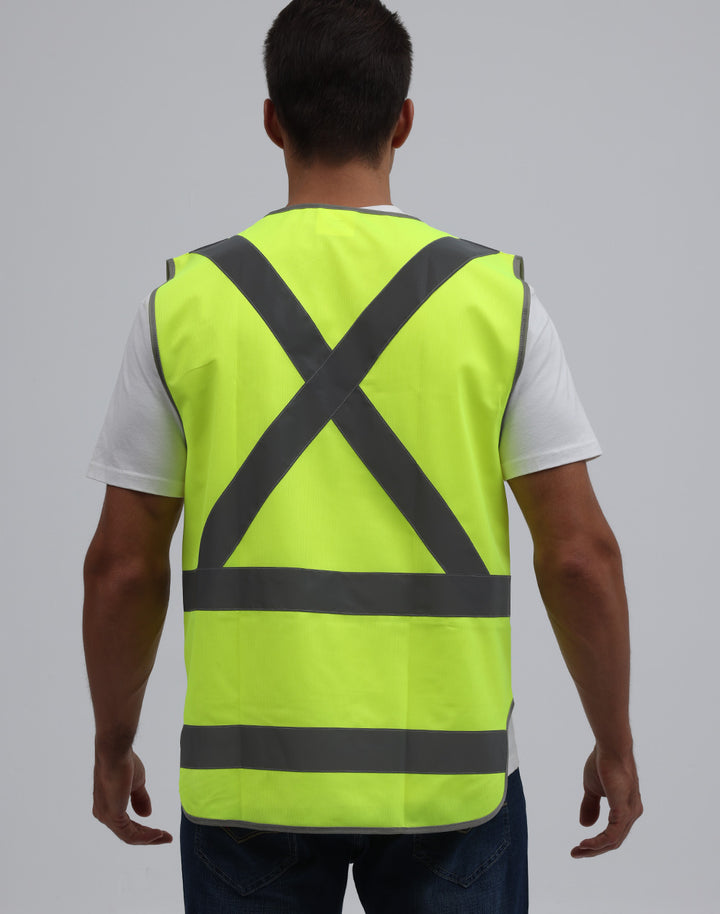 SW72 HI-VIS X BACK SAFETY VEST WITH TAIL