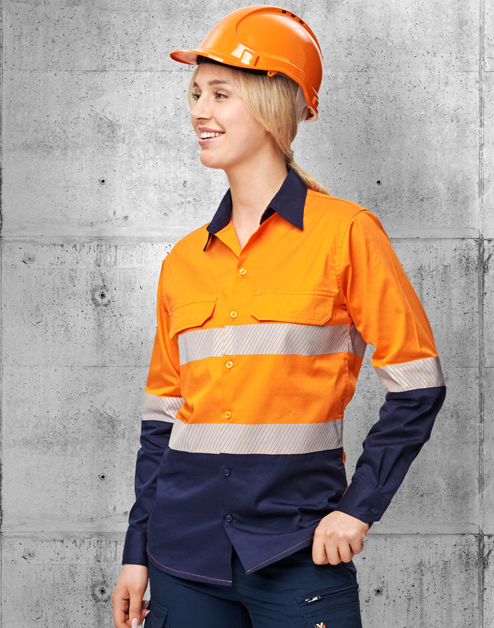 SW83 UNISEX HI VIS COOL-BREEZE SAFETY LS SHIRT (SEGMENTED TAPE)