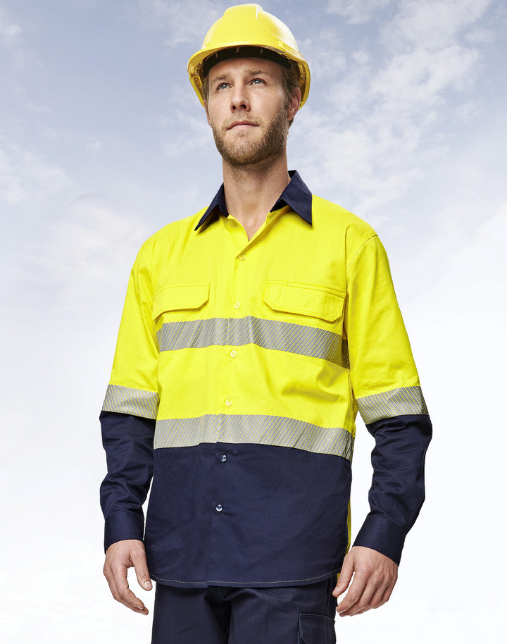 SW83 UNISEX HI VIS COOL-BREEZE SAFETY LS SHIRT (SEGMENTED TAPE)