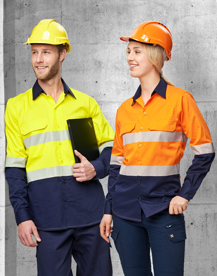 SW83 UNISEX HI VIS COOL-BREEZE SAFETY LS SHIRT (SEGMENTED TAPE)