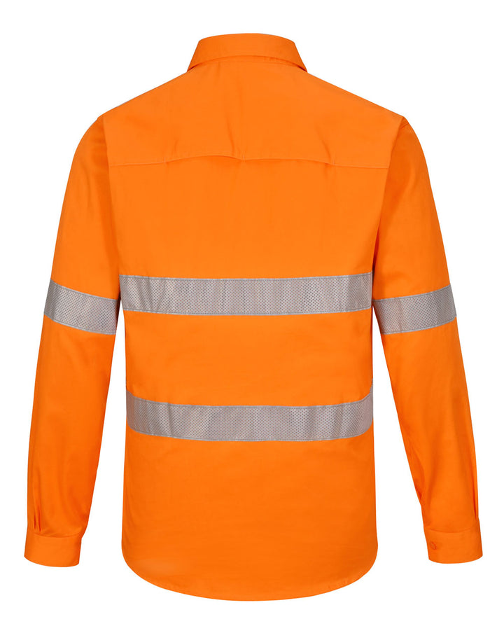 SW87 UNISEX HI-VIS COOL BREEZE CLOSED FRONT LS SHIRT WITH PERFORATED TAPE