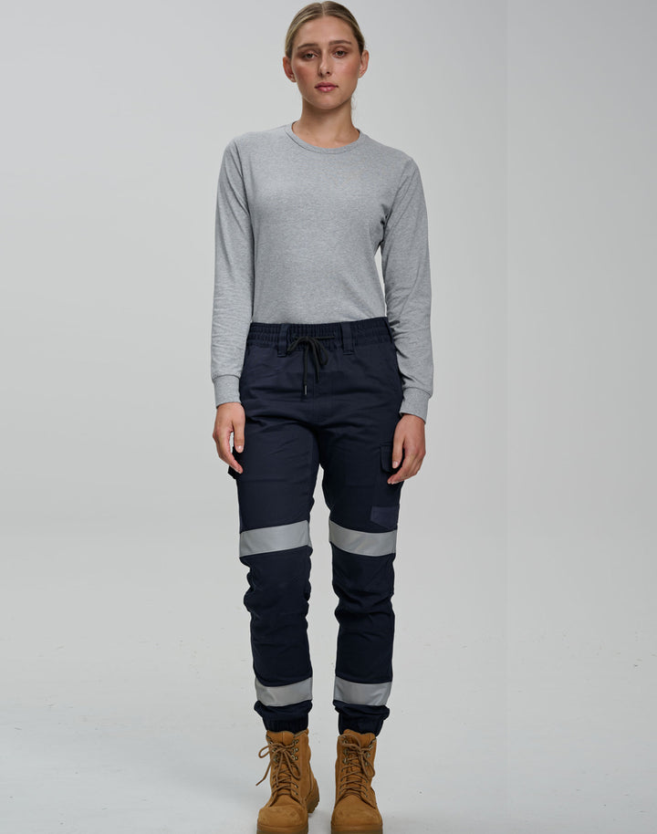 WP28HV Unisex Cotton Stretch Drill Cuffed Work Pants with Tapes