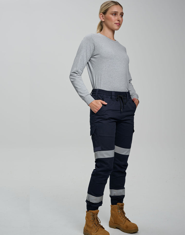 WP28HV Unisex Cotton Stretch Drill Cuffed Work Pants with Tapes