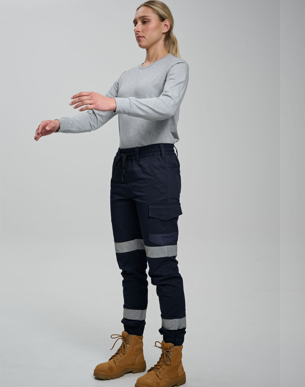 WP28HV Unisex Cotton Stretch Drill Cuffed Work Pants with Tapes