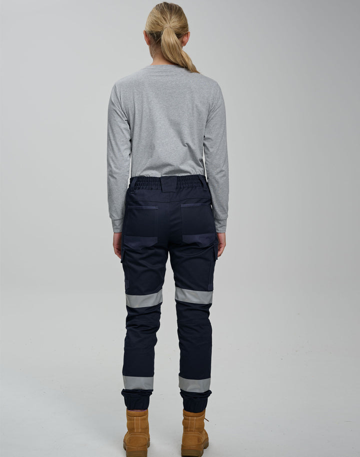 WP28HV Unisex Cotton Stretch Drill Cuffed Work Pants with Tapes