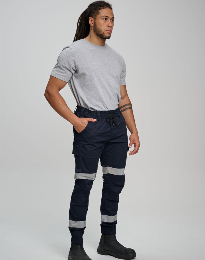 WP28HV Unisex Cotton Stretch Drill Cuffed Work Pants with Tapes