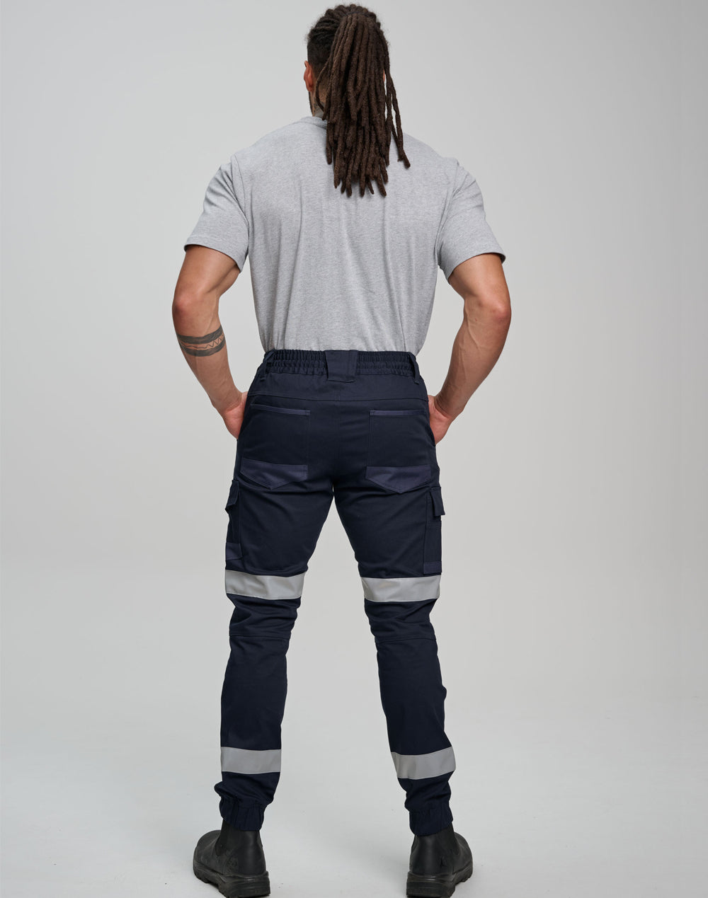 WP28HV Unisex Cotton Stretch Drill Cuffed Work Pants with Tapes