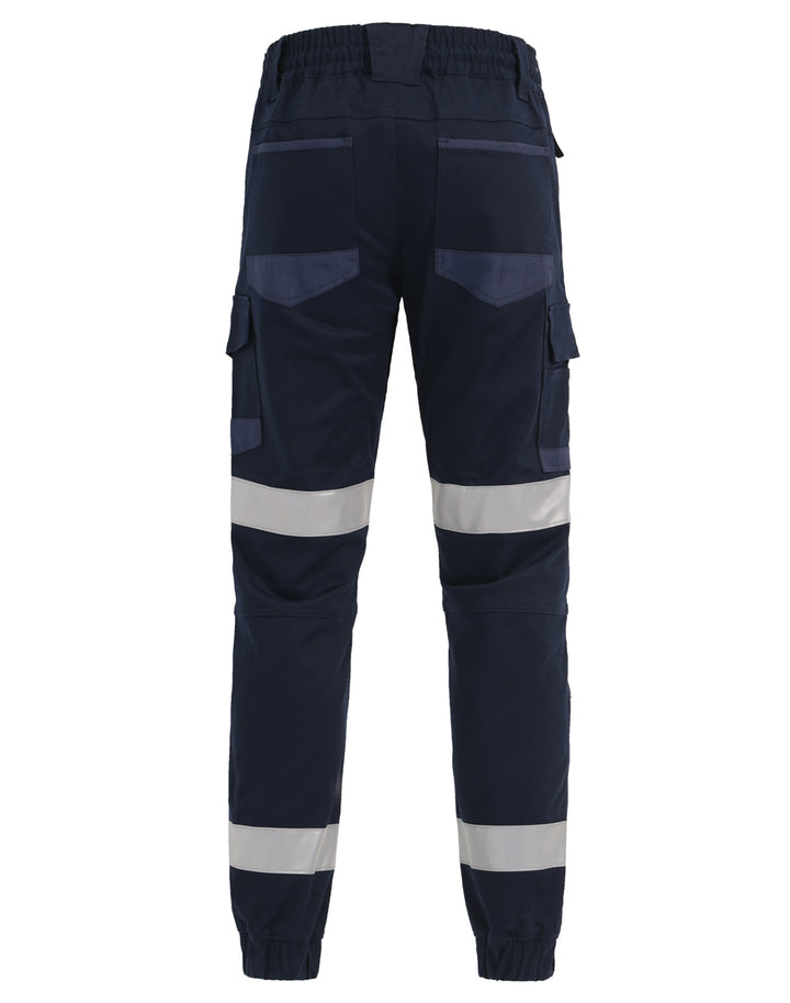 WP28HV Unisex Cotton Stretch Drill Cuffed Work Pants with Tapes