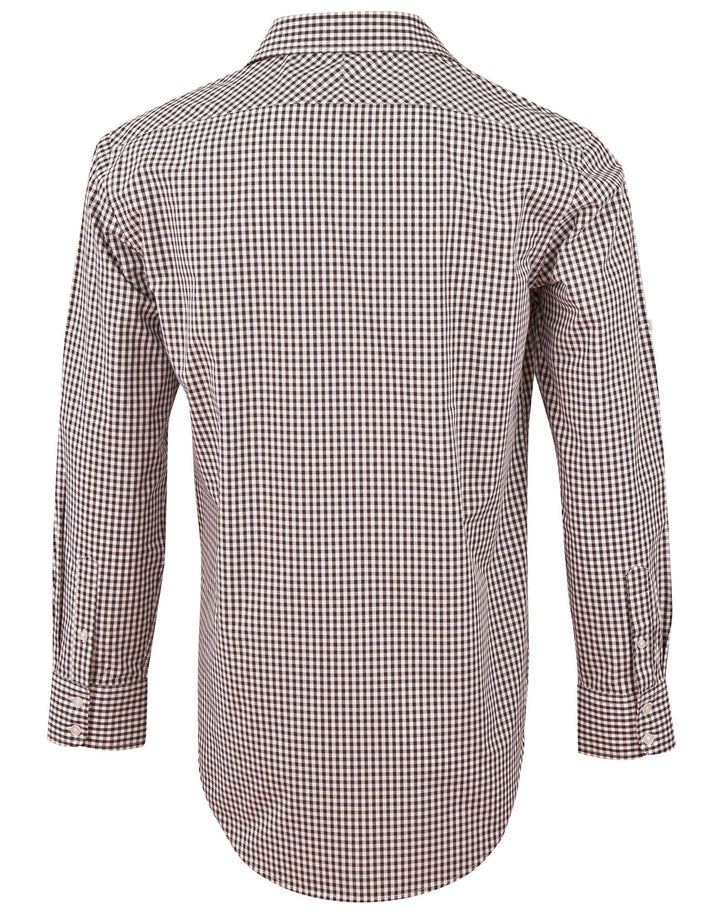 Benchmark M7330L Mens Gingham Check Long Sleeve Shirt With Roll-Up Tab Sleeve
