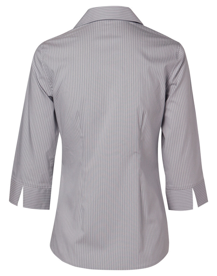 Benchmark M8200Q Women's Ticking Stripe 3/4 Sleeve Shirt