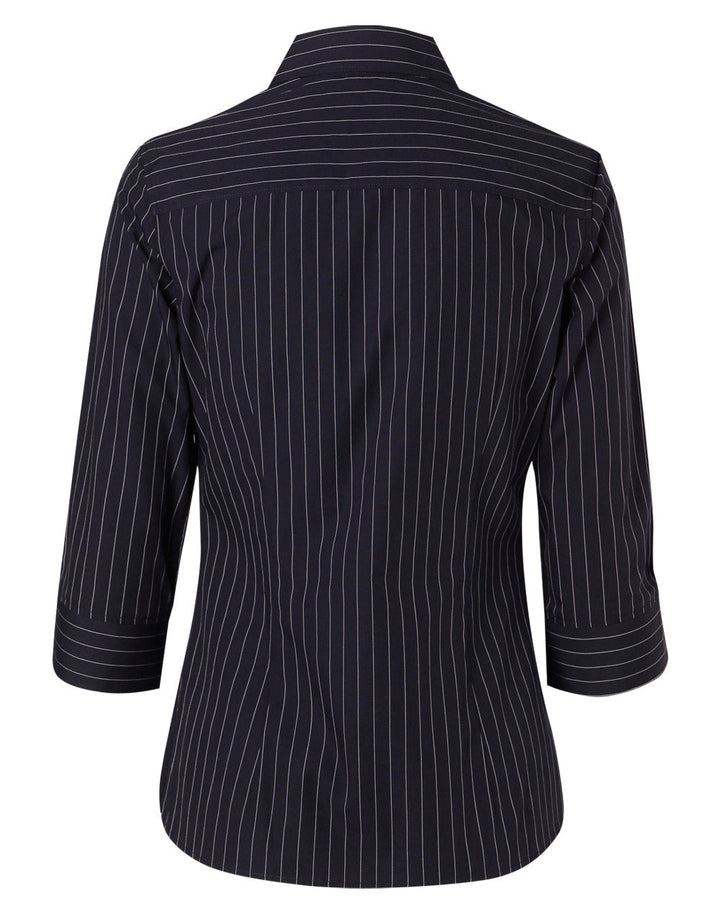 Benchmark M8223 Women's Pin Stripe 3/4 Sleeve Shirt
