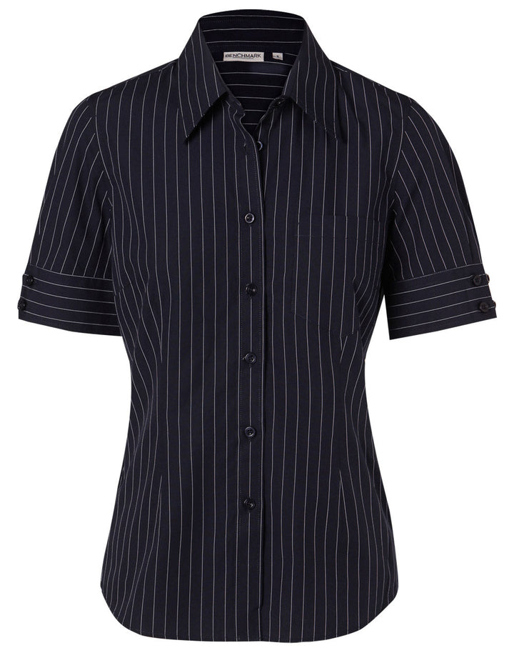 Benchmark M8224 Women's Pin Stripe Short Sleeve Shirt