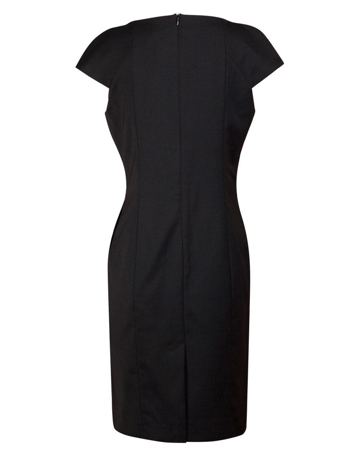 M9281 Ladies’ Wool Blend Stretch Cap Sleeve Dress