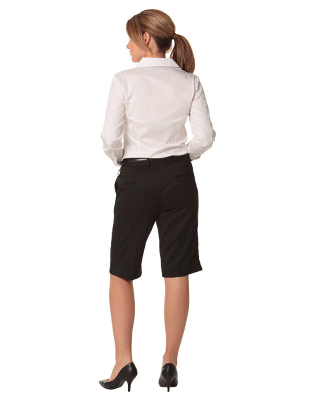 M9441 Women's Poly/Viscose Stretch Knee Length Flexi Waist Shorts