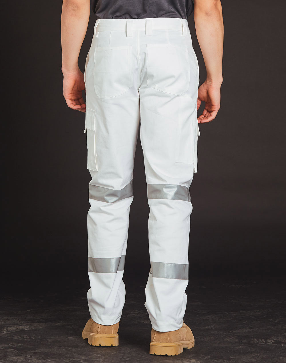 AIW WP18HV Mens White Safety pants with Biomotion Tape Configuration