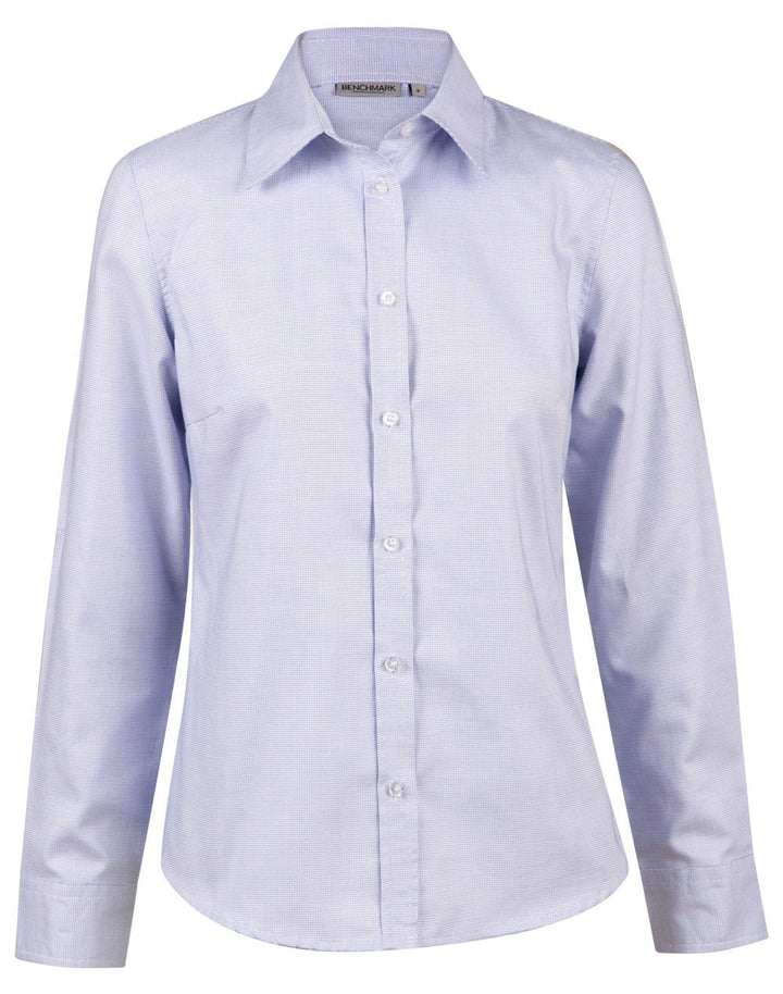 Benchmark M8922 Ladies' Dot Contrast Long Sleeve Shirt