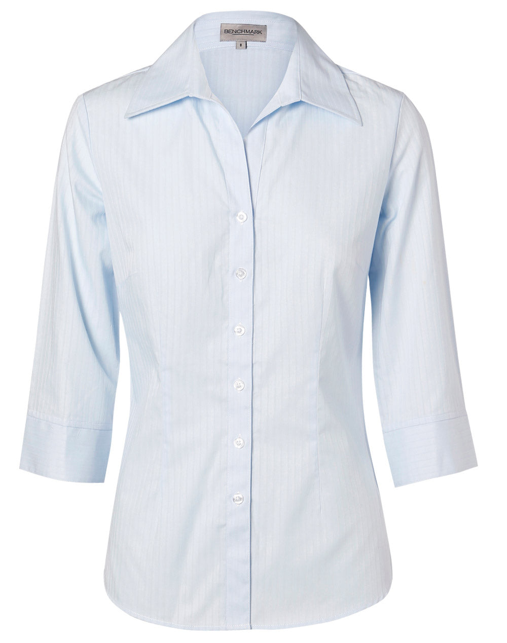 Benchmark M8100Q Women's Self Stripe 3/4 Sleeve Shirt