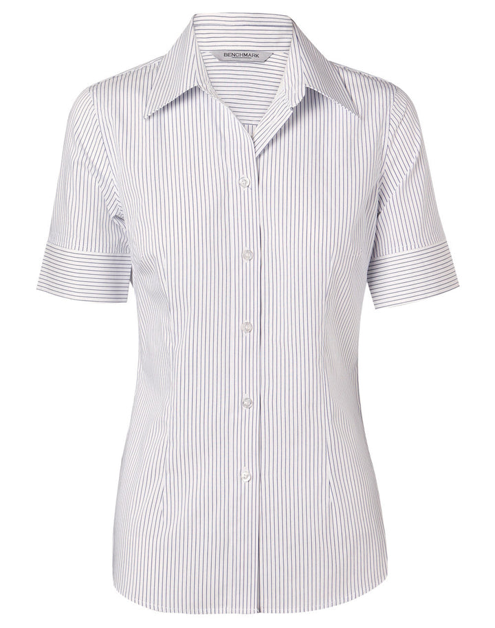 Benchmark M8200S Women's Ticking Stripe Short Sleeve Shirt