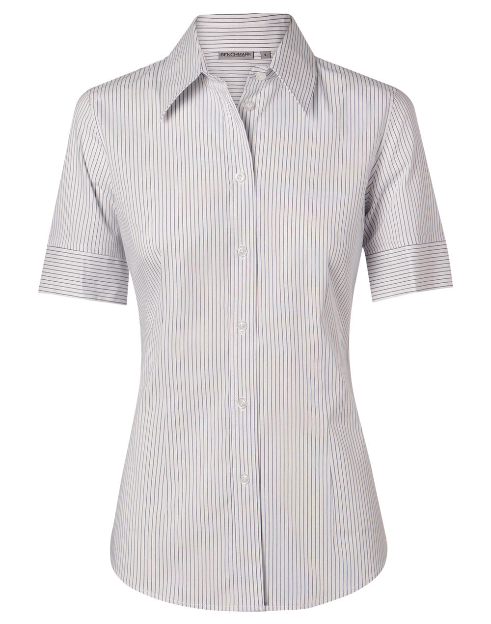 Benchmark M8200S Women's Ticking Stripe Short Sleeve Shirt