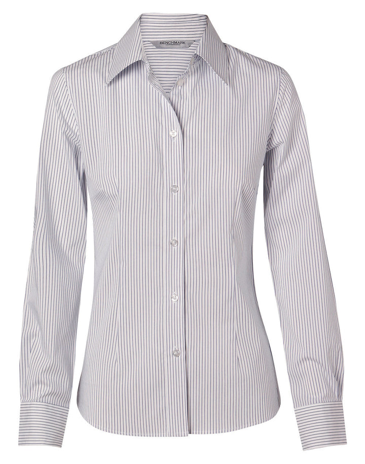 Benchmark M8200L Women's Ticking Stripe Long Sleeve Shirt