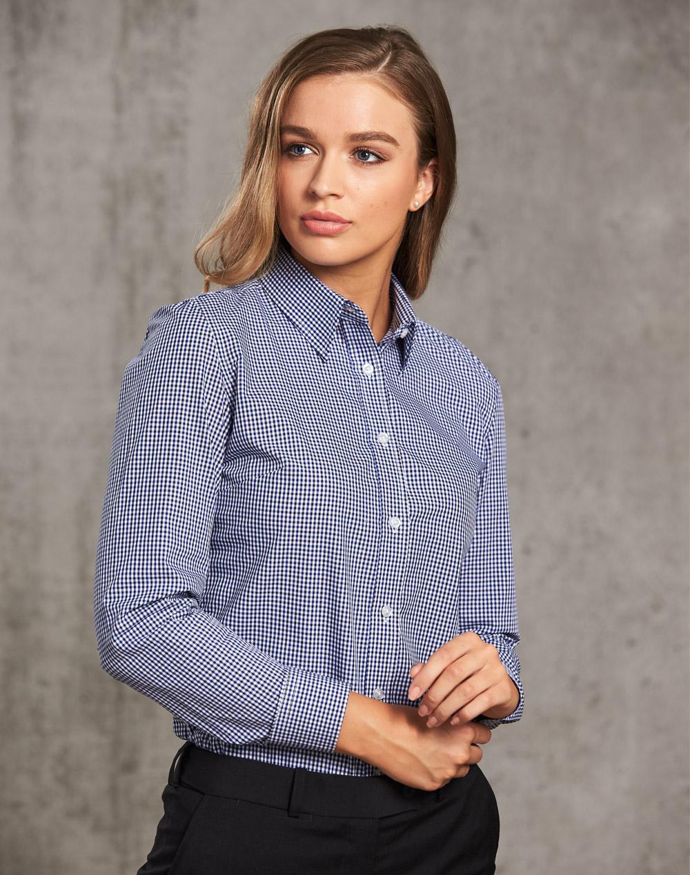 Benchmark M8320L Ladies' Multi-Tone Check Long Sleeve Shirt