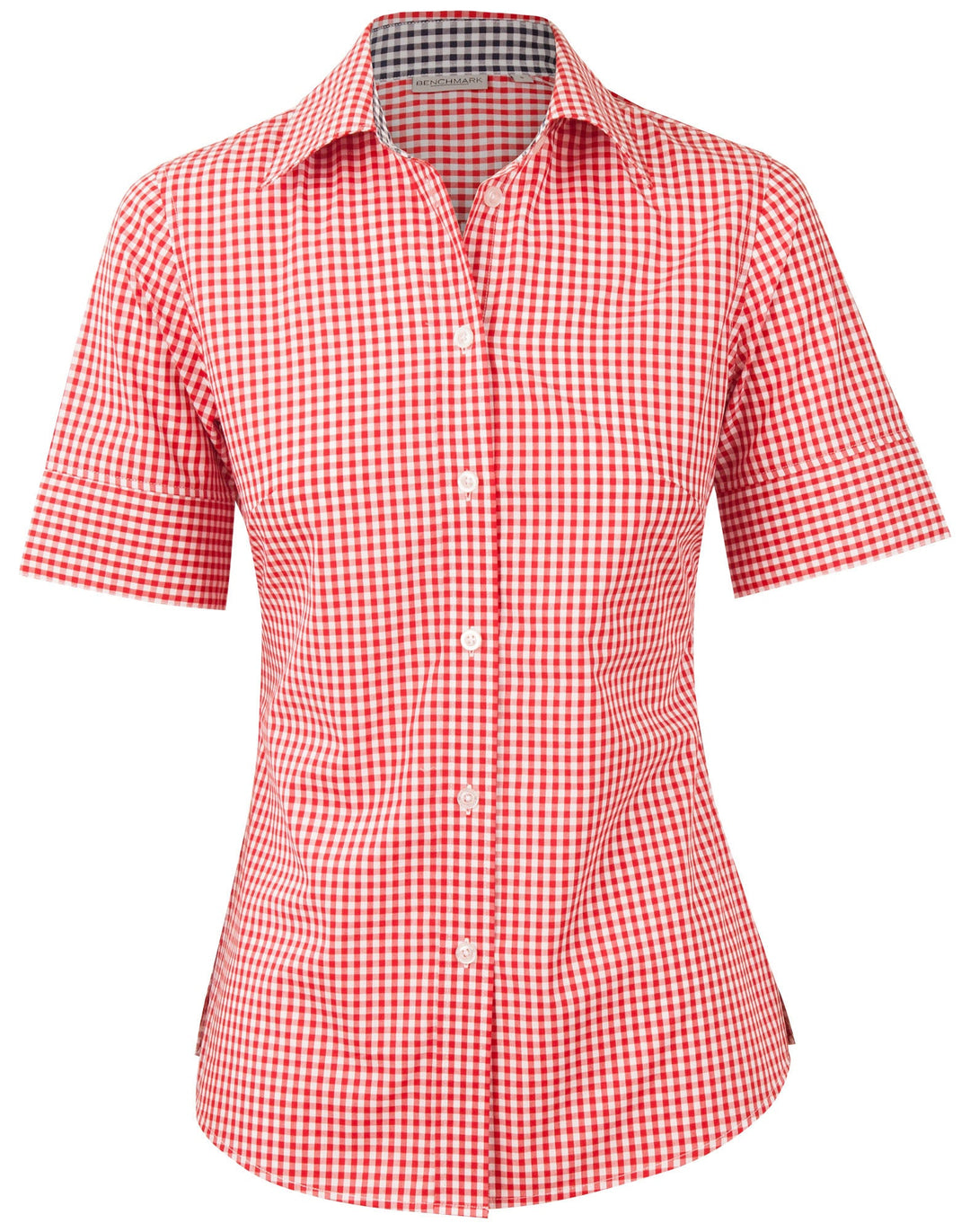 Benchmark M8330S Ladies' Gingham Check Short Sleeve Shirt