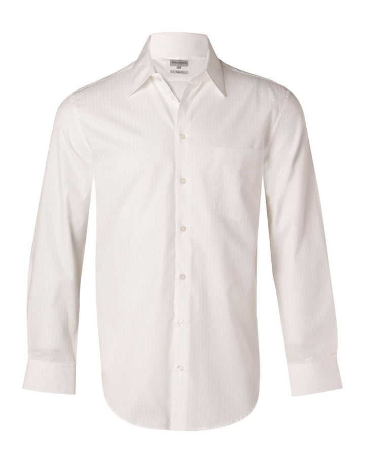 Benchmark M7100L Men's Self Stripe Long Sleeve Shirt