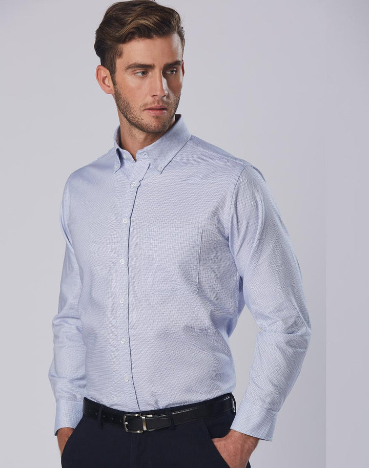 Benchmark M7922 Men's Dot Contrast Long Sleeve Shirt